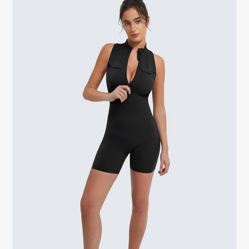 Black Sleeveless Zip-Up Top - Picture 5 of 6